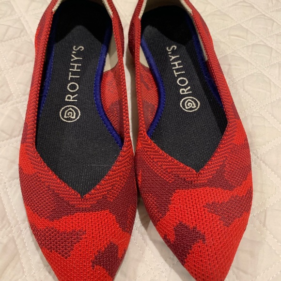 Rothy's Shoes - Rothy’s pointed toe flats in red camo: RETIRED